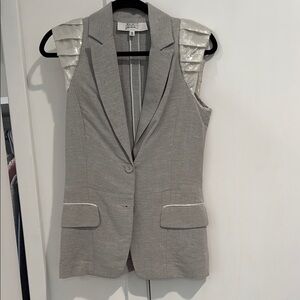 Badgley Mischka Gray Sleeveless Blazer with Silver Accents